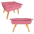 Kit 02 Puff Banqueta Opala Retrô para Sala Suede Rosa - JBF