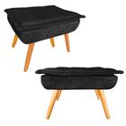 Kit 02 Puff Banqueta Opala Suede Preto Pés Castanho Retrô para Sala Quarto - JBF Poltronas