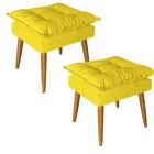 Kit 02 Puff Puf Banqueta Opala Para Quarto Sala Recepção Suede Amarelo - Ninho Decor