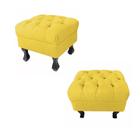 Kit 02 Puffs Decorativo Luiz Xv Veludo Amarelo - Montanaris Decor - MD MONTANARIS DECOR