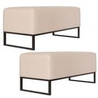 Kit 02 Puffs Decorativo Para Sala de Estar Cléo W01 Base de Ferro 90 cm Suede Bege - Lyam Decor