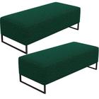 Kit 02 Puffs Decorativo Sala de Estar Bali W01 Base Ferro 120x50 cm Bouclê Verde - Lyam Decor