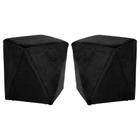 Kit 02 Puffs Decorativo Sala de Estar Blois Veludo Preto G15 - Gran Belo
