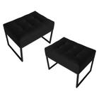 Kit 02 Puffs Decorativos Agnes 60x44cm com Base de Ferro Suede Preto - Desk Design