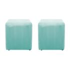 Kit 02 Puffs Decorativos Dado Suede Azul Tiffany - ADJ Decor