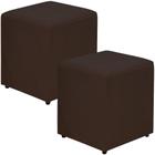 Kit 02 Puffs Quadrado Decorativo Sala de Estar Suede Marrom - Lyam Decor