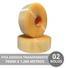 Kit 02 Rolos De Fita Adesiva Para Seladora De Caixas 70x1200