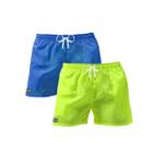 Kit 02 Shorts Praia Mauricinho Neon Verde Azul