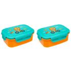 Kit 02 Unidades Bento Box Com Divisória e Trava Zoo Leão - Buba