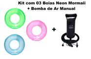 Kit 03 Boias infláveis neon Mormaii+ Bomba de Ar Manual Bel fix