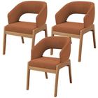 Kit 03 Cadeiras de Jantar e Estar Living Estofada Lince L02 Bouclê Terracota - Lyam Decor