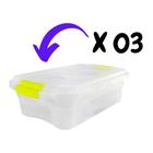 Kit 03 Caixas Organizadora Transparente Multiuso 10 Litros