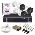 Kit 03 Câmeras Intelbras HD 720p VHD 3130 B G6 DVR Intelbras MHDX 1104 4 Canais HD 1TB Purple - CN e Rotativos