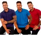 Kit 03 Camisas Gola Polo Masculina com Bolso Tecido Fio 30.1 100% Algodão ( Cores Variadas )