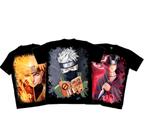 Kit 03 Camisetas Naruto Uzumaki Camisa Adulto e Infantil Estampada Kakashi