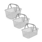 Kit 03 Cesta Cestinha Plástica Supermercado C/ Alça 9 Litros