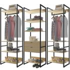 Kit 03 Closets Guarda Roupa Industrial Modulado 02 Gavetas 210x70 cm Blind F01 Nature - Lyam Decor