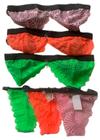 Kit 03 Conjuntos De Renda Lingerie Moda Rio Tamanhos M Verde Rosa E Laranja