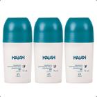 KIT 03 Desodorante Antitranspirante Roll on Natura Kaiak Tradicional Clássico Masculino 75mL Cada