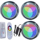 kit 03 LUMINARIA PISCINA HIPER LED 15W INOX 316 RGB ROSCA