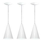 Kit 03 Luminárias Pendente Cone em Alumínio - Cor Branco