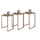 Kit 03 Mesa Lateral Canto Aparador Buffet Stan Industrial Ferro Bronze Tampo Nogal - Ahazzo Móveis