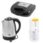 Kit 03 Pçs Sanduicheira Elétrica Atlanta Inox, Chaleira Elétrica Inox Living, Mixer Malibú Elétrico 500ml 127/220V - A5