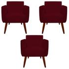 Kit 03 Poltronas Decorativa Duda Suede Marsala - D'Classe Decor