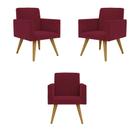 Kit 03 Poltronas Decorativa Sala Oferta - Balaqui Decor Marsala - B BALAQUI DECOR