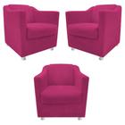 kit 03 Poltronas Decorativas Babel Sala de Estar Recepção Suede Pink - DAMAFFÊ MÓVEIS