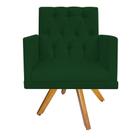 kit 03 Poltronas Decorativas Fernanda Base Giratória de Madeira Suede Verde