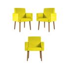 Kit 03 Poltronas Nina Decorativa Para Recepção Cor Amarelo - B BALAQUI DECOR