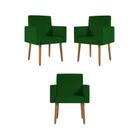 Kit 03 Poltronas Nina Decorativa Para Recepção Cor Verde