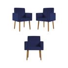 Kit 03 Poltronas Nina Decorativa Recepção Cor Azul Marinho - B BALAQUI DECOR