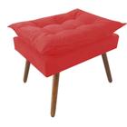 Kit 03 Puff Opala decorativo Pés em Madeira Sala de Estar Recepção Consultório material sintético Vermelho - KDAcanto Móveis