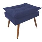 Kit 03 Puff Opala decorativo Pés em Madeira Sala de Estar Recepção Consultório Suede Azul Marinho - KDAcanto Móveis