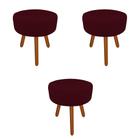 Kit 03 Puffs Laura Decorativo Pés Palito Suede Marsala - D'Classe Decor