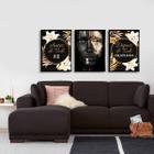 Kit 03 Quadros Decorativos Fé E Gratidão Mulher Negra