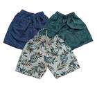 Kit 03 Shorts Infantil Masculino Bermuda Moda Praia em Poliéster - Diversão e Conforto para os Pequenos