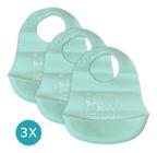 Kit 03 Unidades Babador De Silicone Bebê Impermeável Blw Infantil