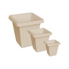 Kit 03 Vasos PMG Rattan Quadrado Vaso Para Flores Jardim Decoração 1,100L, 3L e 14L CAPUCCINO - PRATIC