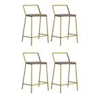 Kit 04 Banqueta Alta Com Encosto Mili Industrial Cozinha Bistrô Ferro Dourado Sintético Bege - Ahz Móveis
