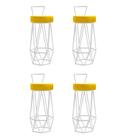 Kit 04 Banqueta Com Encosto Botti Hexágono Cozinha Bar Ferro Branco Sintético Amarelo - Ahz Móveis