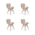 Kit 04 Cadeiras Charles Eames Eiffel Slim Wood Estofada - Nude
