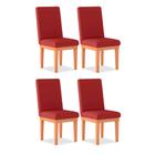 Kit 04 Cadeiras de Cozinha Alice Para Mesa de Jantar Suede Vermelho - Madeira Prima Deccor
