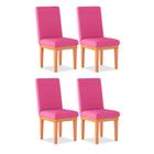 Kit 04 Cadeiras Estofada Alice Para Mesa de Jantar Suede Pink - Madeira Prima Deccor