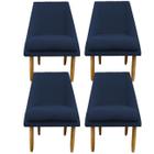 kit 04 Cadeiras Para Sala De Jantar Ana Pés Palito Suede Azul Marinho - D'Classe Decor