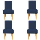 Kit 04 Cadeiras Para Sala de Jantar Stela Pés Palito Suede Azul Marinho - D'Classe Decor