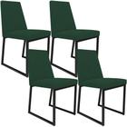 Kit 04 Cadeiras Para Sala Jantar Base Aço Industrial Preto Dafne L02 Suede Verde Musgo -LyamDecor