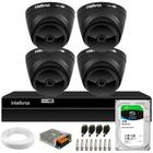 Kit 04 Câmeras Intelbras VHD 1220 Dome G7 Black Full HD 1080p, Lente 2.8mm, Visão Noturna 20m + DVR Intelbras MHDX 1204 4 Canais + HD SkyHawk 2TB